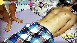 Cheating Wife Ties Up and Jerks Off Husband’s Best Friend