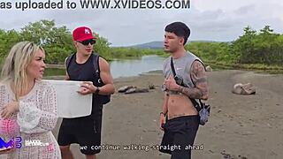 שלישייה חרמנית מאוד מזיינת בחוף עם בן דוד חורג מקס בטנקור, טטיאנה אלוורז, דנר מנדז