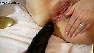 Amateur Wife Betty Belle Stretches with Anal Dildos for Intense Play