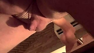 Fat white gay sissy squirts cum from intense machine fucking