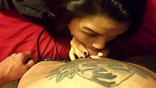 Amateur Couple Shares Homemade Blowjob with Tattooed Partner
