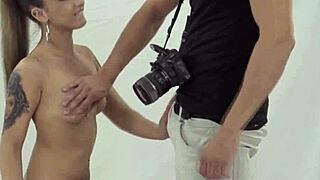 Latina Photo Model Can't Resist Cock During Shoot