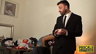 Real Ebony Submissive Chanel Santos Bound in Stockings for Facial