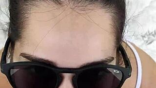 Cute Brazilian Debora Gives Deepthroat Blowjob and Fucks Doggy Outdoors