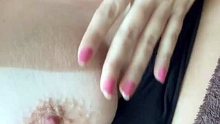 My lover loves sucking my natural big tits in this video