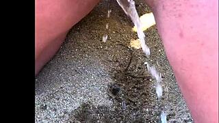 My wife pees on the beach