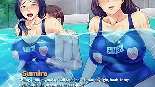 Netorious neighbors cumming for wives in pool threesome!