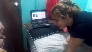 She sucks me on webcam, then we bang doggystyle hard!