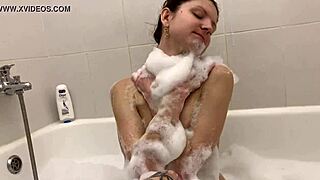 Feeling So Hot in Bubble Bath with Skinny Blonde