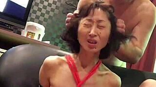 Miyuki humiliated on hotel sofa while bound and watching AV