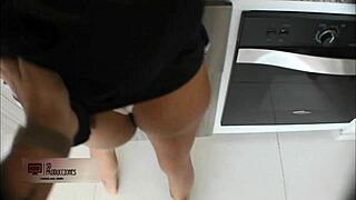 can you believe I jerk off watching my hot stepmom in lingerie, then bang her in the bathroom?