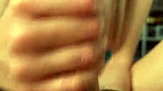 My blonde girlfriend jerks me off in close-up view