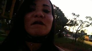 Dragged dick from square to car creampie ass
