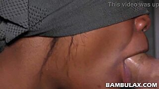 Ebony Slut Swallows Cum From Big White Cock