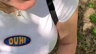 random jogger gets deepthroat blowjob on hiking trail pov
