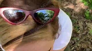 random jogger gets deepthroat blowjob on hiking trail pov