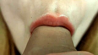 Blonde young 18+ babe gives extreme close-up blowjob in homemade gay couple scene