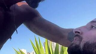 Brazilian Cock Sucked Hard in Public Beach Cruising Action.