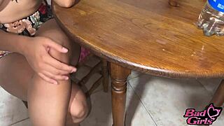 Sexy teen niece fucked in kitchen by uncle!