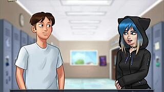 summertime saga brunette's big tits and ass in erotic hentai game