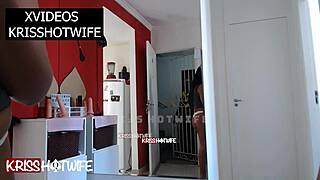 wife welcomes delivery guy in see-through outfit