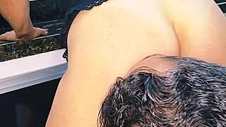 Hey, wanna see me banging this blonde milf on the sink and finishing inside?