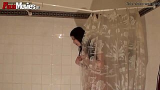 Plumber jerks off on european babe’s tits in shower