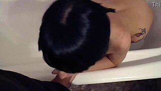 amateur couple enjoys intimate bathroom moment