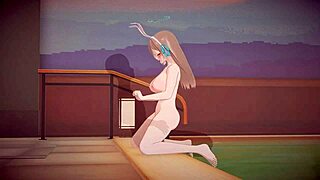 i'm moaning hard with asuna in blue archive hentai, big tits pussy handjob anime sex