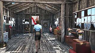 Fallout 4 Sexy Brunette in Hot 3D Home Action
