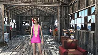 Fallout 4 Sexy Brunette in Hot 3D Home Action