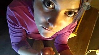russian teen with tattoos gives nice deepthroat in homemade pov