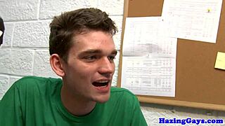 Twinks assfuck each other in dorm hazing and cum on faces