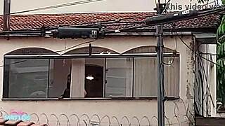 Fucked My Friend Bent Over on the Porch! Got Naked for the Public to See Our Gaping Pussies!