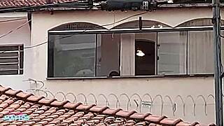 Fucked My Friend Bent Over on the Porch! Got Naked for the Public to See Our Gaping Pussies!