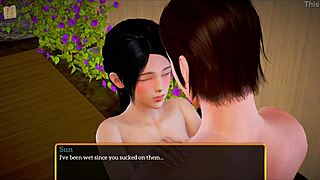 Intense family game with brunette having small tits and big ass in homemade anime style