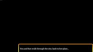 Intense family game with brunette having small tits and big ass in homemade anime style