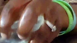 ebony wife self-pleases her big ass with anal masturbation and pussy play