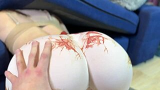 Dumb sis bends over for rough cowgirl riding and slaps.