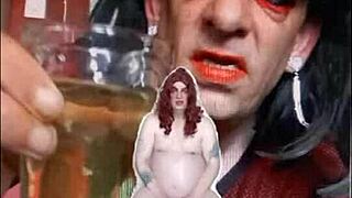 bisexual sissy male exposed naked swallowing pee