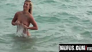 sammi st clair shows off beach body in pov