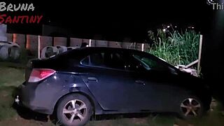 Bruna enjoys a night out at Luxuria nightclub's parking lot