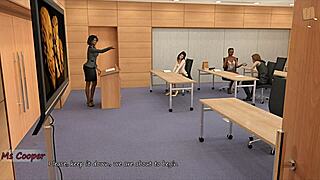 trapped under table getting stepped on in wild hentai action