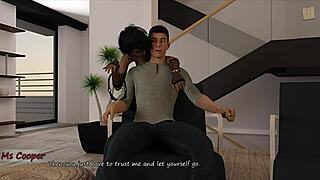 trapped under table getting stepped on in wild hentai action