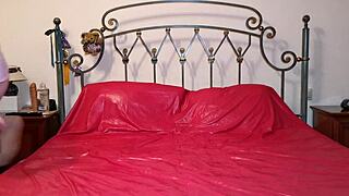 sissy slut feels quick ejaculation in vintage pink garter belt and nude nylons