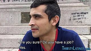 gay latino gives blowjob for facial in pov