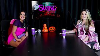 halloween swingers fetish with transsexual raphaela savanah in sheer red lingerie at gang bang house 🔥