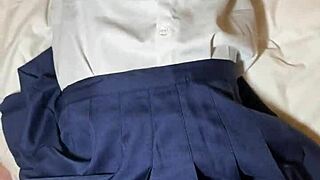 18yo Thai teen, take it hard in school uniform