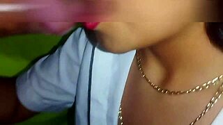 Young Latina's mouth taken by huge rod