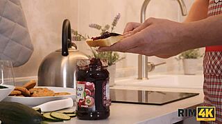 Sexy Girlfriend Starts Day With Rimming Her Hairless Shaved Pussy